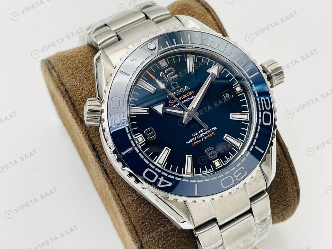 Omega Seamaster Planet Ocean 600M Mavi Kadran Çelik 43.5mm Super Clone ETA Eta Saat detay 7