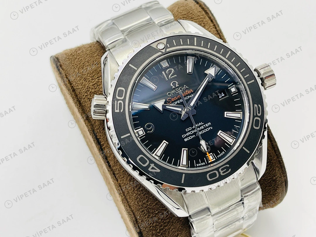 Omega Seamaster Planet Ocean 600M Siyah Kadran Çelik 43.5mm Super Clone ETA Eta Saat detay 5