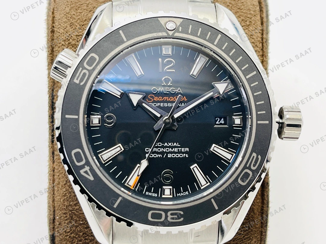 Omega Seamaster Planet Ocean 600M Siyah Kadran Çelik 43.5mm Super Clone ETA Eta Saat detay 7