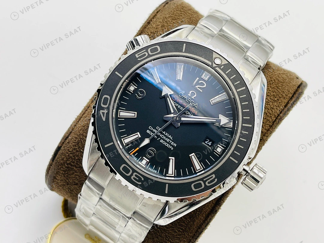 Omega Seamaster Planet Ocean 600M Siyah Kadran Çelik 43.5mm Super Clone ETA Eta Saat detay 8
