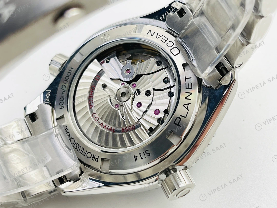 Omega Seamaster Planet Ocean 600M Siyah Kadran Çelik 43.5mm Super Clone ETA Eta Saat detay 9