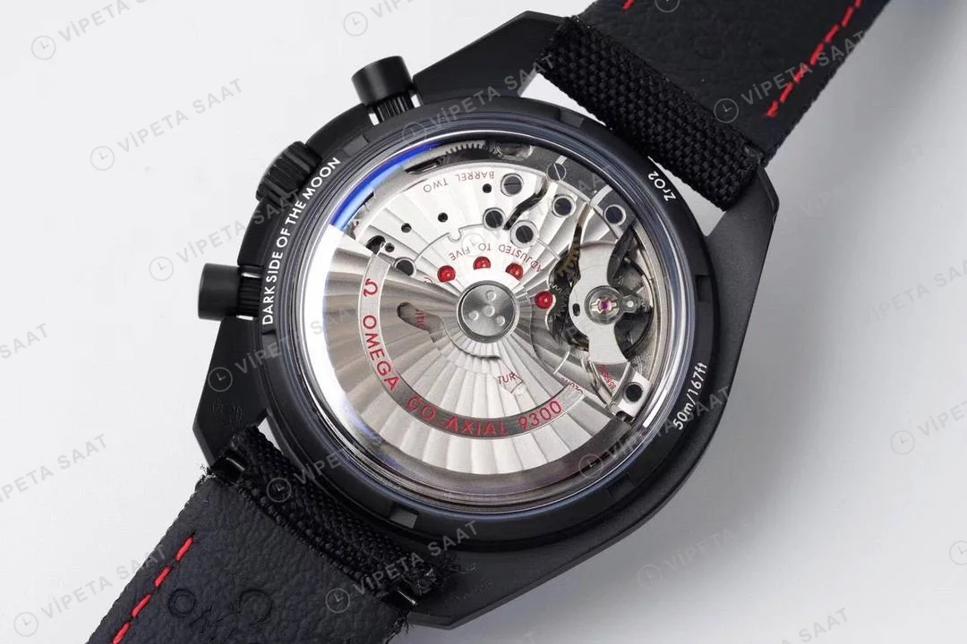 Omega Speedmaster Moonwatch Dark Side Of The Moon Black Super Clone ETA Saat detay 4