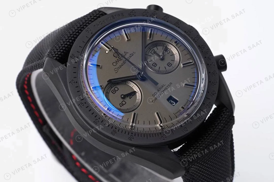 Omega Speedmaster Moonwatch Dark Side Of The Moon Black Super Clone ETA Saat detay 6