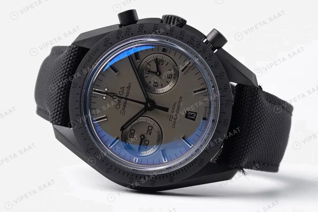 Omega Speedmaster Moonwatch Dark Side Of The Moon Black Super Clone ETA Saat detay 7