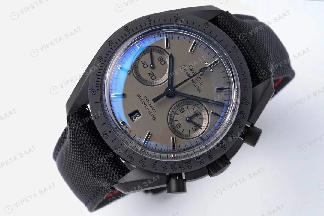 Omega Speedmaster Moonwatch Dark Side Of The Moon Black Super Clone ETA Saat detay 8