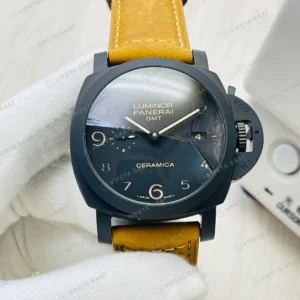 Panerai Luminor GMT Ceramica Siyah Kadran Kauçuk Kordon Super Clone ETA Eta Saat yan görünüm