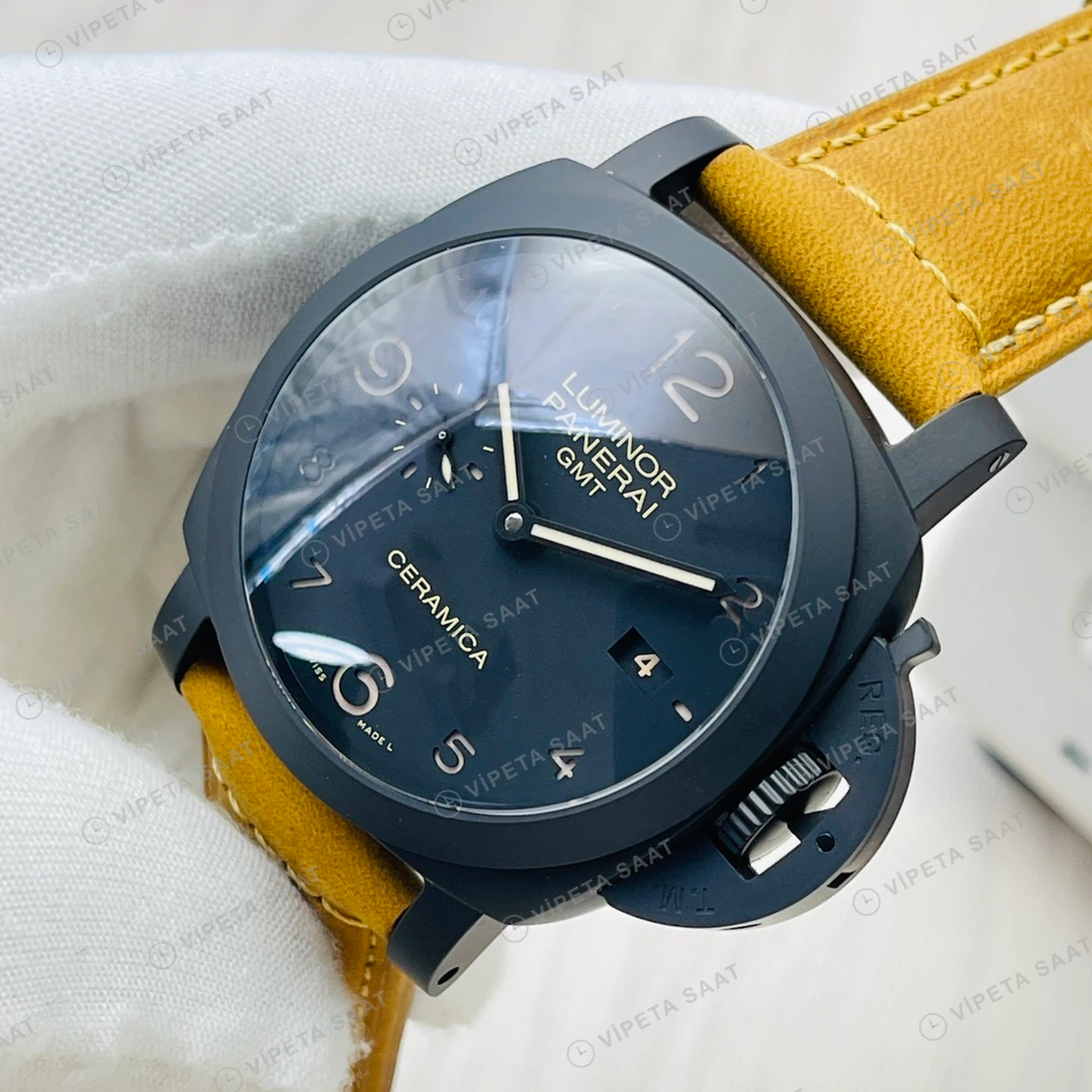 Panerai Luminor GMT Ceramica Siyah Kadran Kauçuk Kordon Super Clone ETA Eta Saat detay 4
