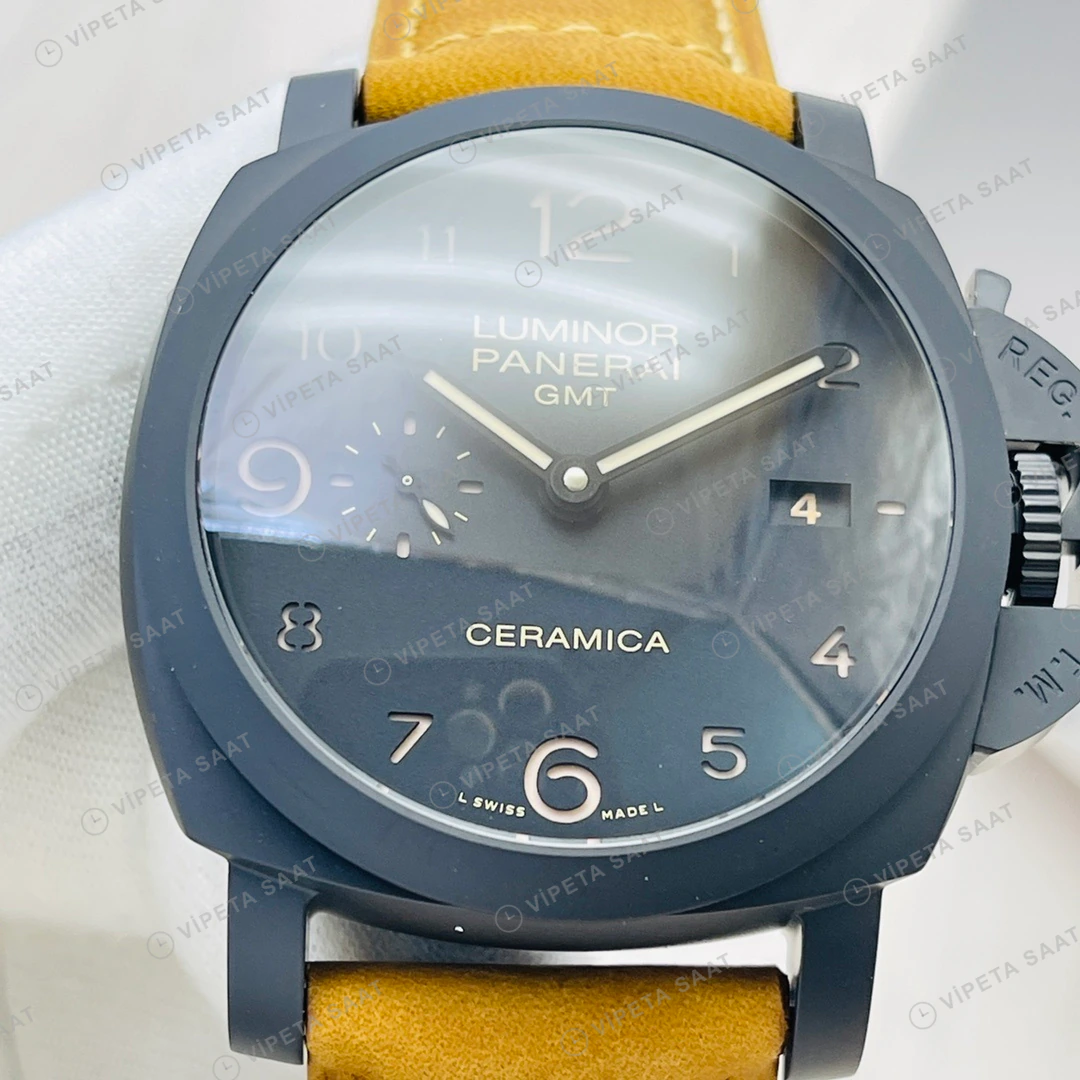 Panerai Luminor GMT Ceramica Siyah Kadran Kauçuk Kordon Super Clone ETA Eta Saat detay 6