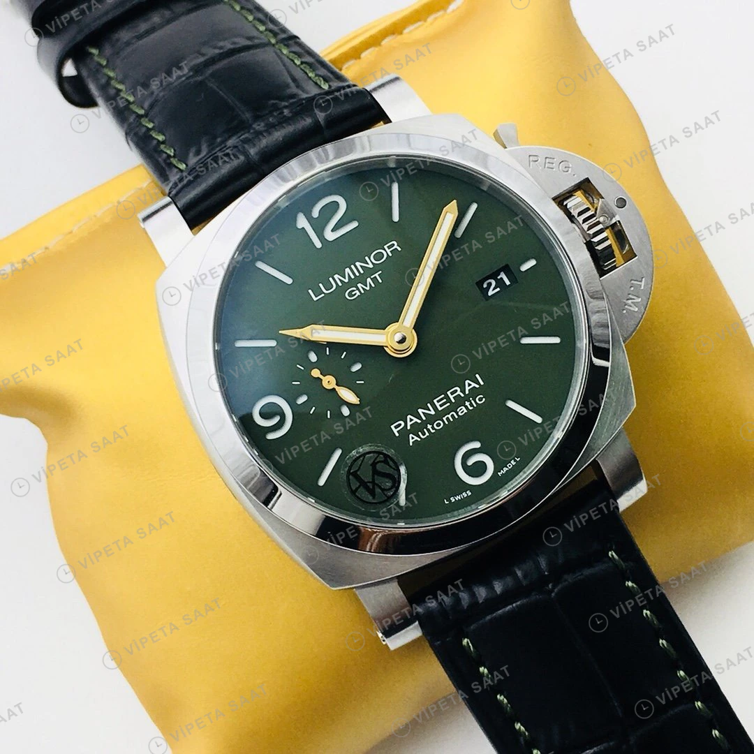 Panerai Luminor GMT Yeşil Kadran Çelik 44mm Super Clone ETA Eta Saat detay 8