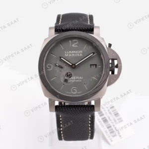 Panerai Luminor Marina Gri Kadran Titanyum Deri Kordon 44mm Super Clone ETA Eta Saat detay 3
