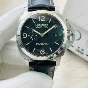 Panerai Luminor Marina Siyah Kadran Çelik Deri Kordon Super Clone ETA Eta Saat karşıdan görünüm
