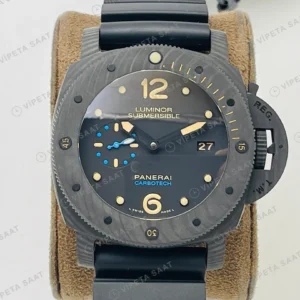 Panerai Luminor Submersible Carbotech Siyah Kadran Karbon Kauçuk Kordon Super Clone ETA Eta Saat yan görünüm