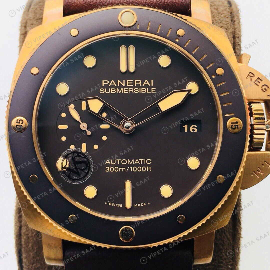 Panerai Submersible Bronzo Siyah Kadran Super Clone ETA Eta Saat detay 3