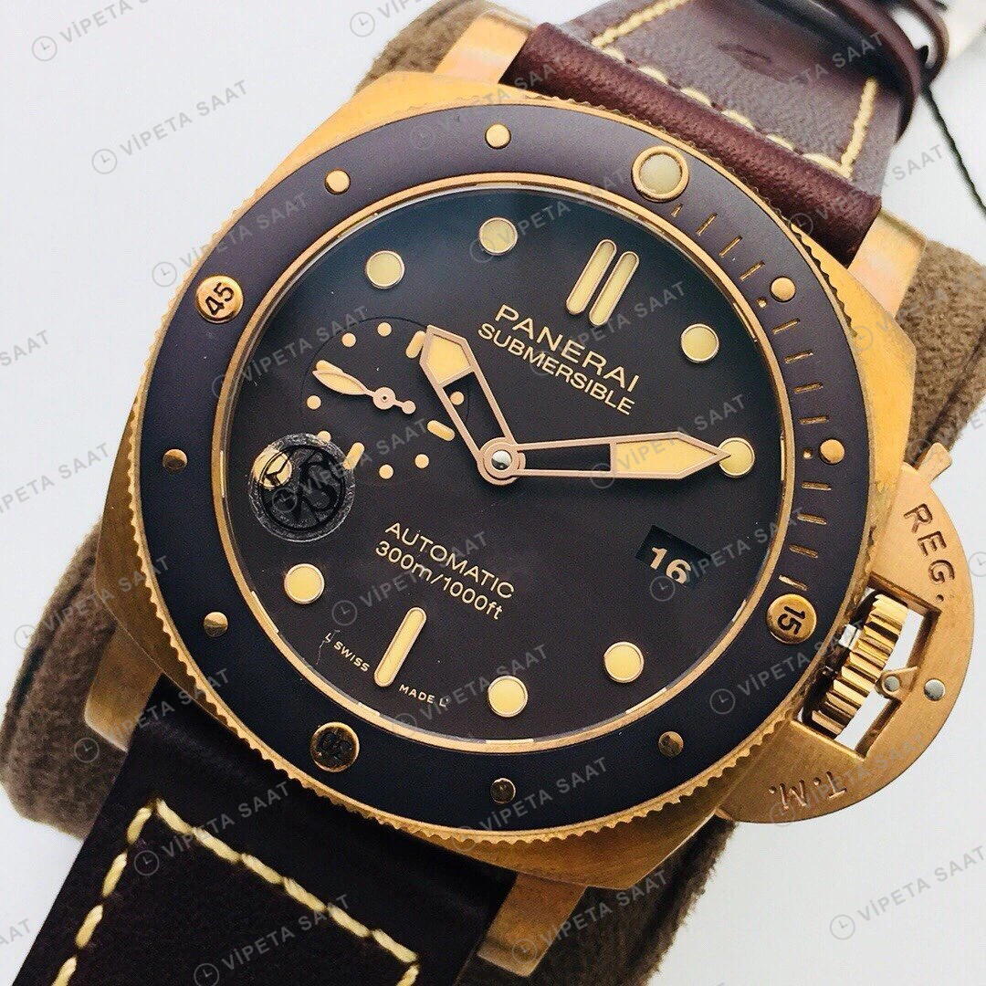 Panerai Submersible Bronzo Siyah Kadran Super Clone ETA Eta Saat detay 5