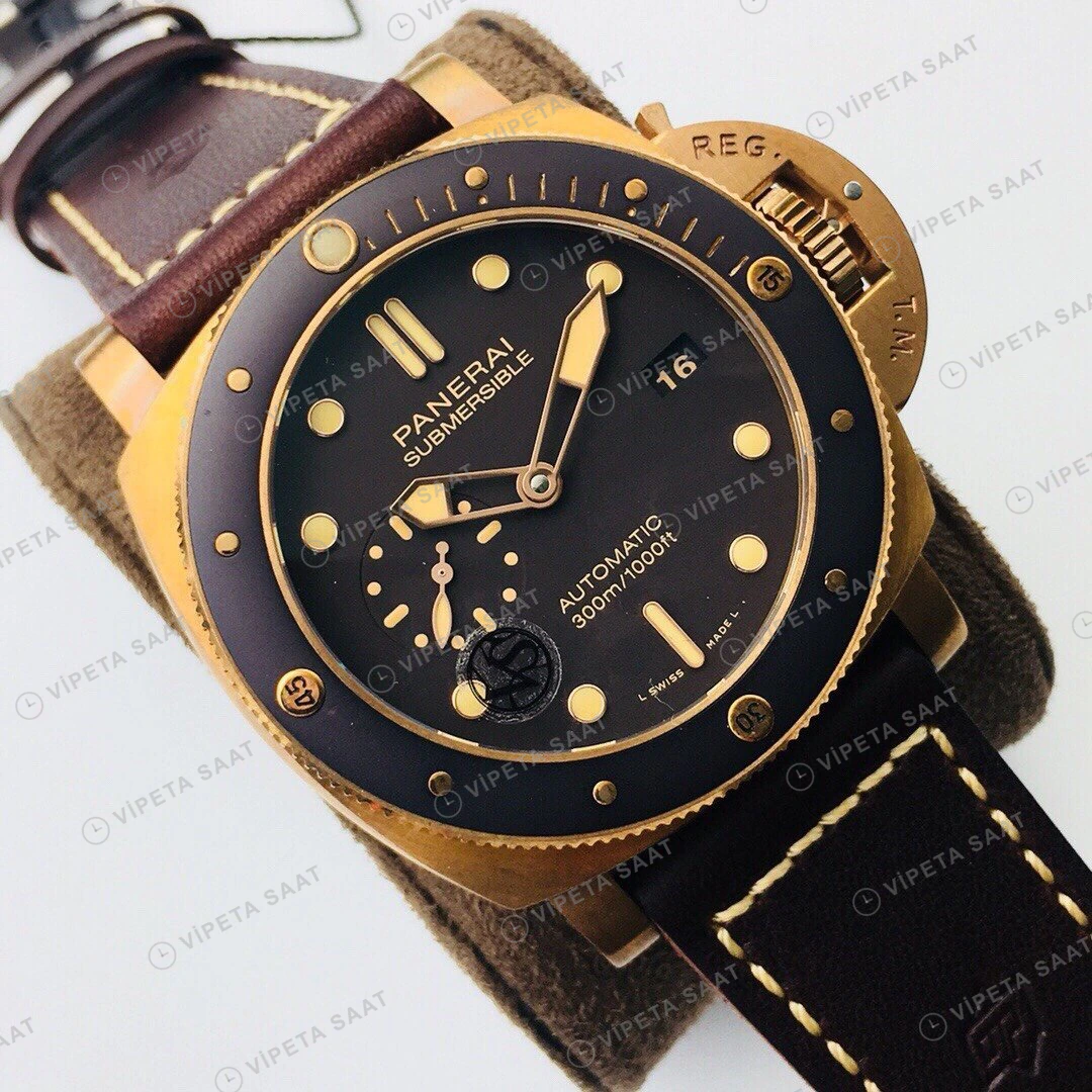 Panerai Submersible Bronzo Siyah Kadran Super Clone ETA Eta Saat detay 7