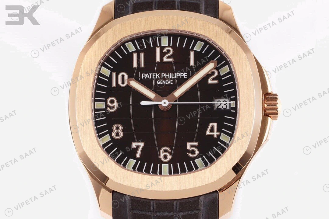 Patek Philippe Aquanaut 5167R Kahve Kadran Gold Kauçuk Kordon Super Clone ETA Eta Saat yan görünüm