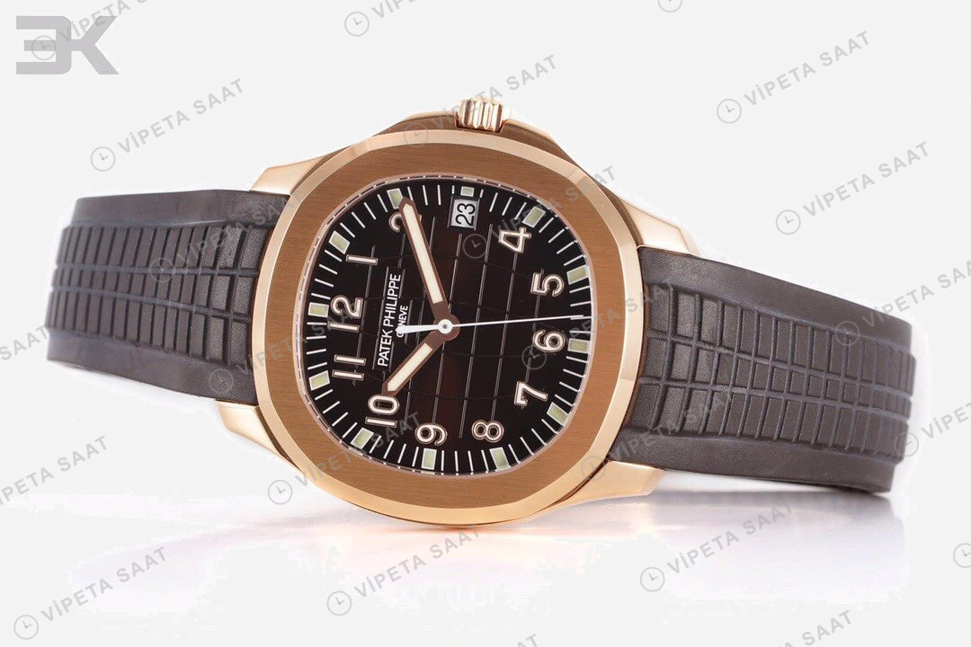 Patek Philippe Aquanaut 5167R Kahve Kadran Gold Kauçuk Kordon Super Clone ETA Eta Saat detay 4