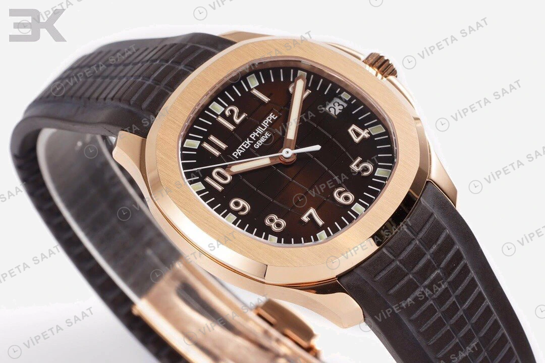 Patek Philippe Aquanaut 5167R Kahve Kadran Gold Kauçuk Kordon Super Clone ETA Eta Saat detay 5