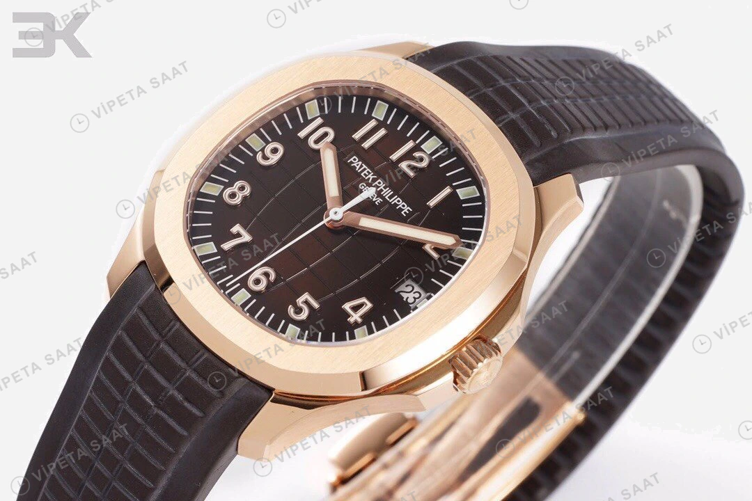 Patek Philippe Aquanaut 5167R Kahve Kadran Gold Kauçuk Kordon Super Clone ETA Eta Saat detay 6