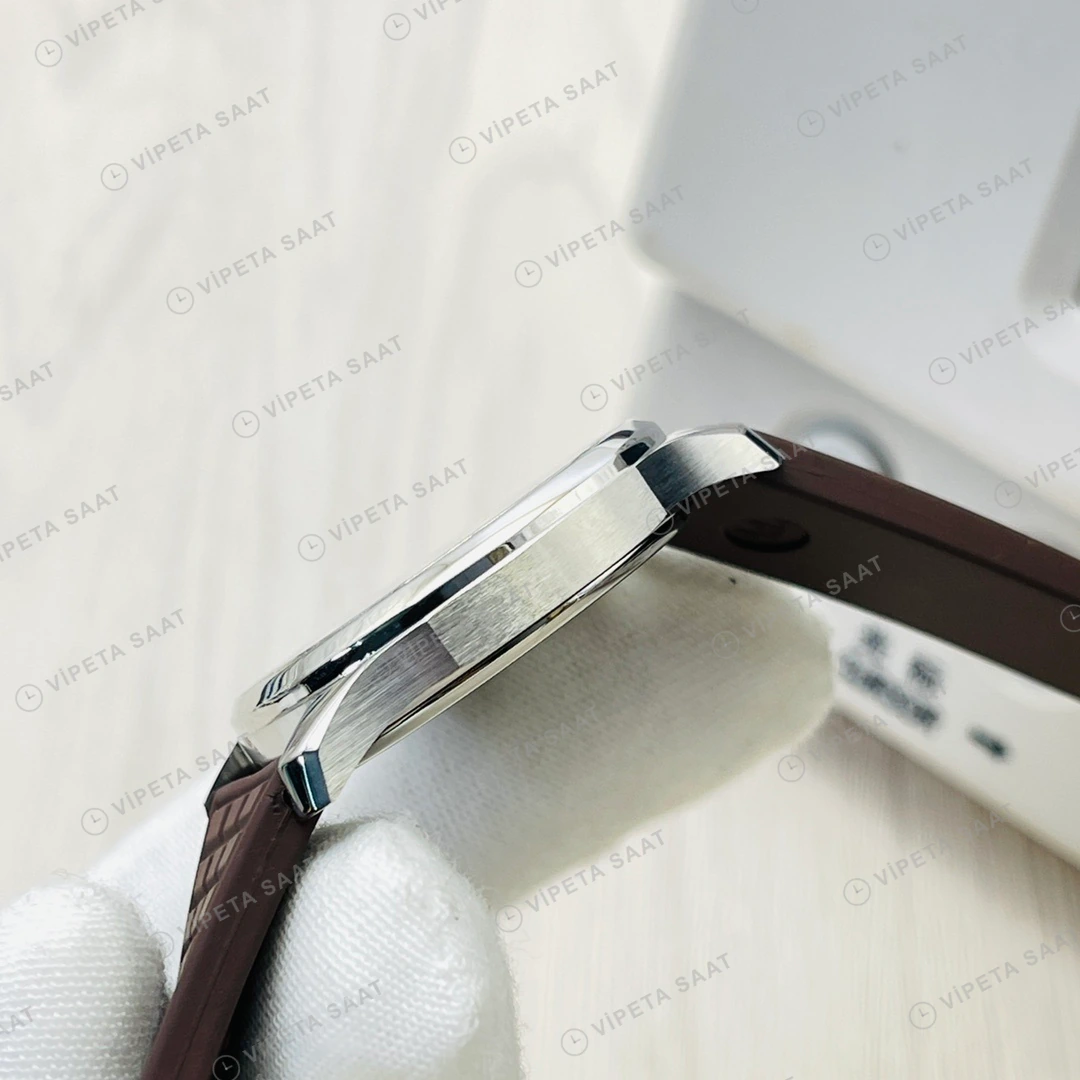 Patek Philippe Aquanaut Kahve Kadran Taşlı Bezel Çelik Kauçuk Kordon Super Clone ETA Eta Saat detay 4