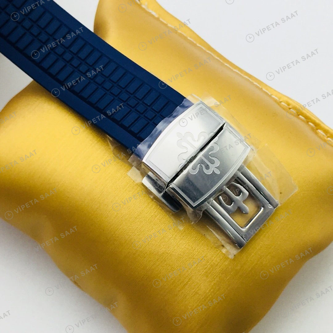 Patek Philippe Aquanaut Kronograf 5968 Mavi Kadran Çelik Kauçuk Kordon Super Clone ETA Eta Saat detay 6