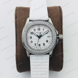 Patek Philippe Aquanaut Luce Beyaz Kadran Taşlı Bezel Çelik Kauçuk Kordon Super Clone ETA Eta Saat detay 4