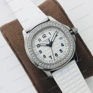 Patek Philippe Aquanaut Luce Beyaz Kadran Taşlı Bezel Çelik Kauçuk Kordon Super Clone ETA Eta Saat detay 7