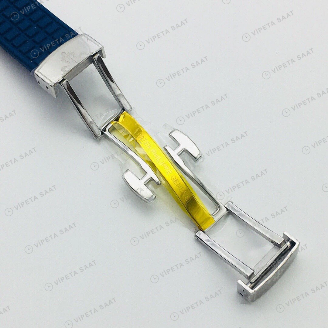 Patek Philippe Aquanaut Luce Mavi Kadran Taşlı Bezel Çelik Kauçuk Kordon Super Clone ETA Eta Saat detay 5