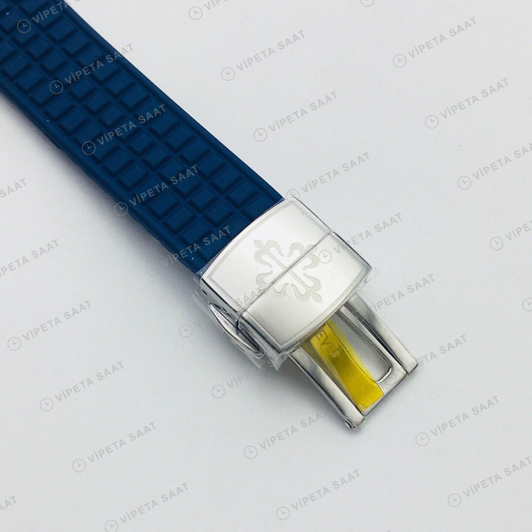 Patek Philippe Aquanaut Luce Mavi Kadran Taşlı Bezel Çelik Kauçuk Kordon Super Clone ETA Eta Saat detay 9