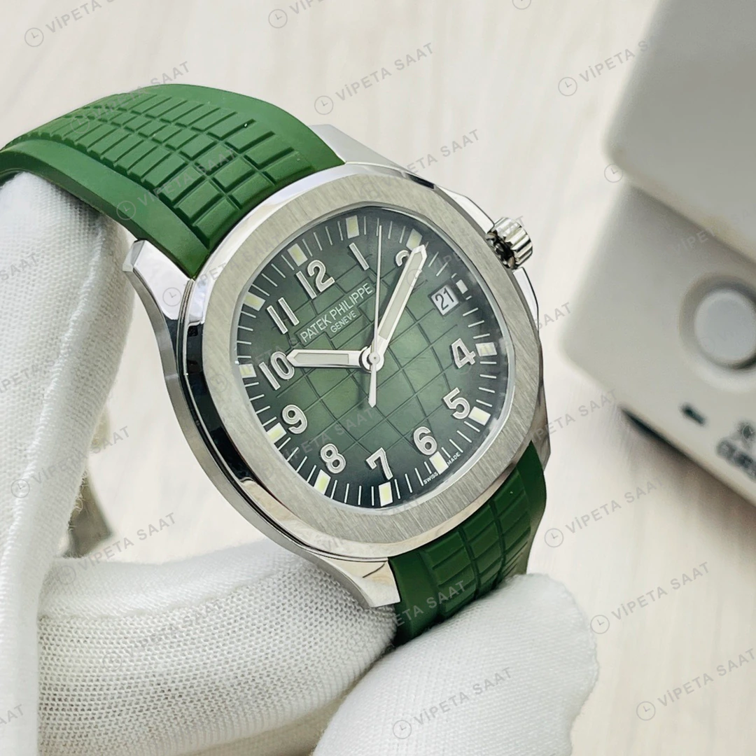 Patek Philippe Aquanaut Yeşil Kadran Çelik Kauçuk Kordon Super Clone ETA Eta Saat detay 3