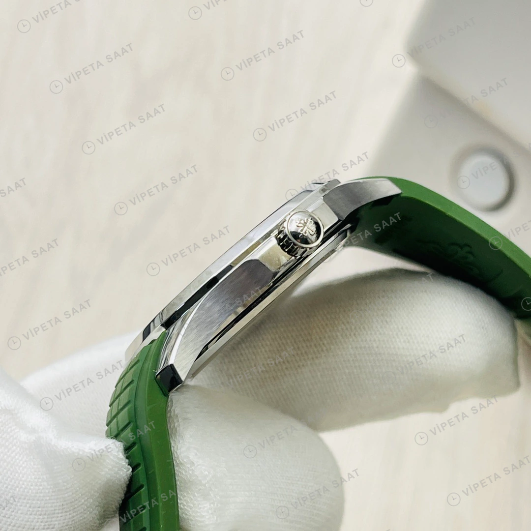 Patek Philippe Aquanaut Yeşil Kadran Çelik Kauçuk Kordon Super Clone ETA Eta Saat detay 6