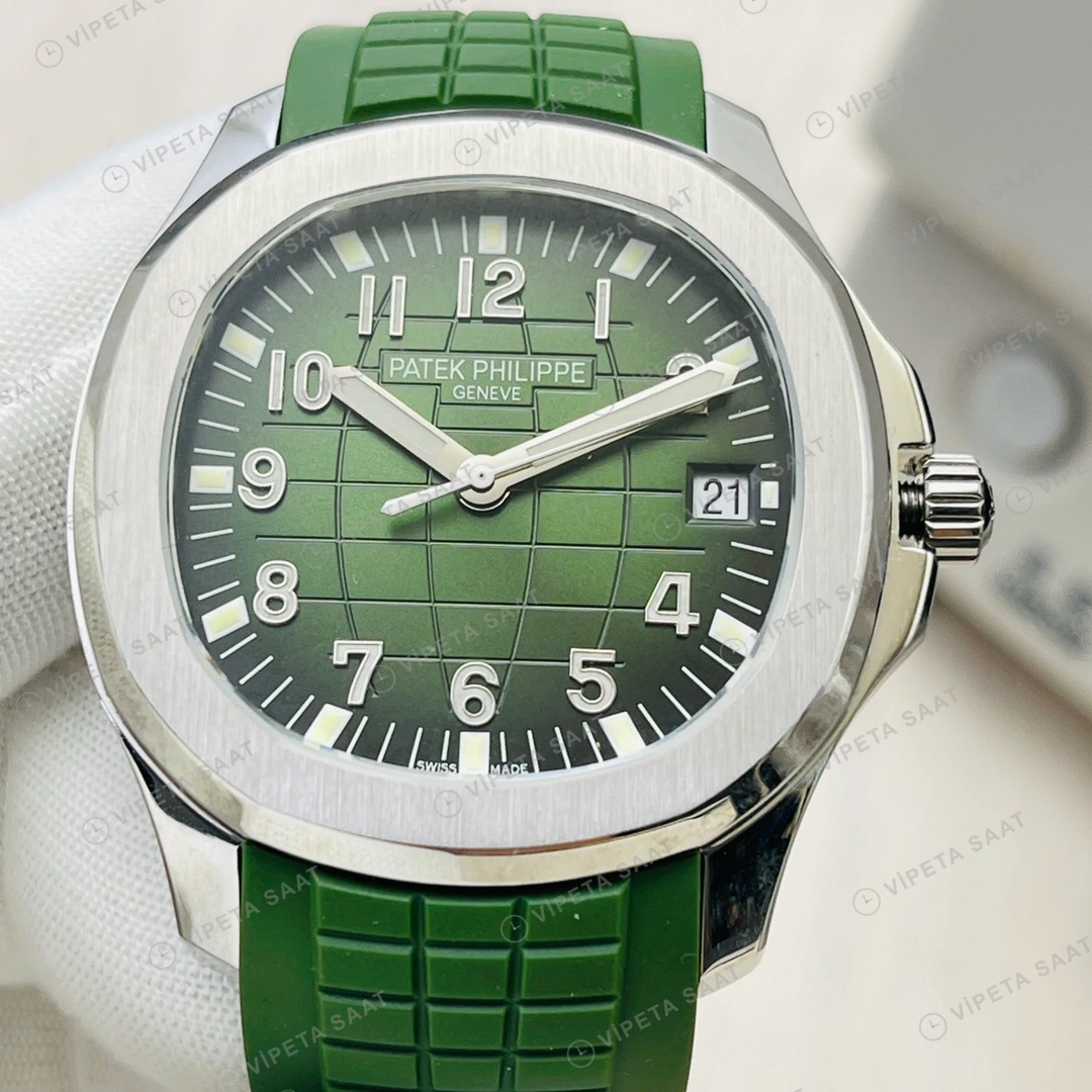Patek Philippe Aquanaut Yeşil Kadran Çelik Kauçuk Kordon Super Clone ETA Eta Saat detay 9