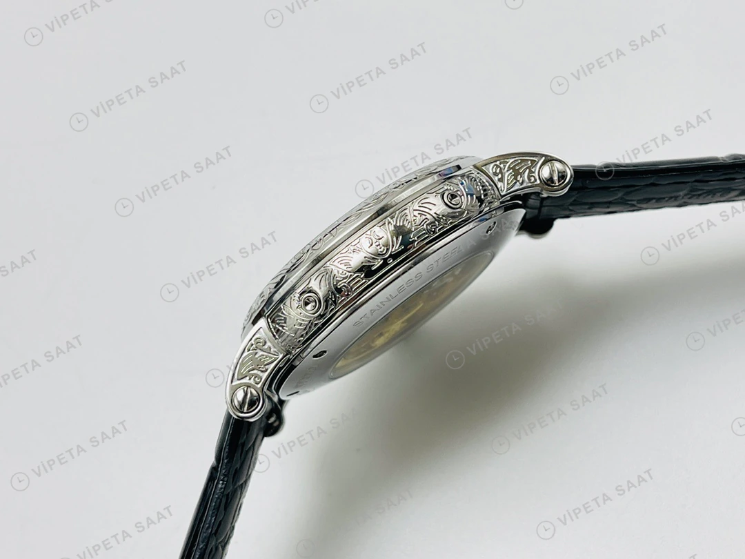 Patek Philippe Grand Complications Perpetual Calendar Beyaz Kadran Çelik Deri Kordon Super Clone ETA Eta Saat detay 9