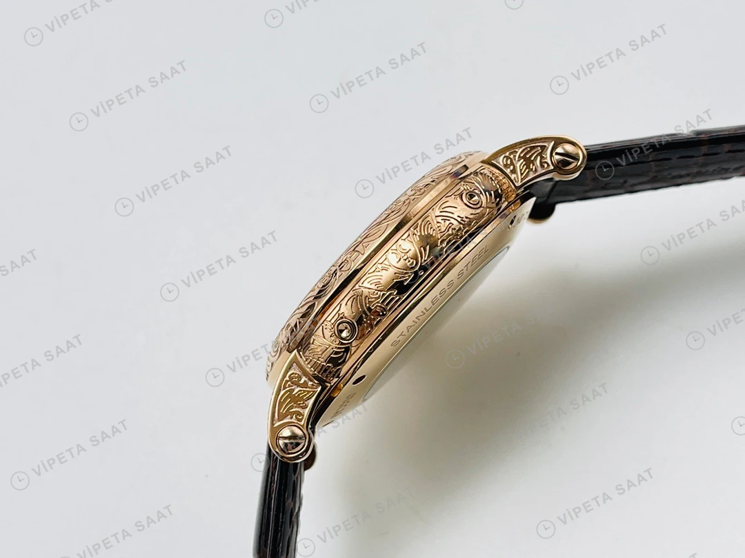Patek Philippe Grand Complications Perpetual Calendar Beyaz Kadran Gold Deri Kordon Super Clone ETA Eta Saat yan görünüm