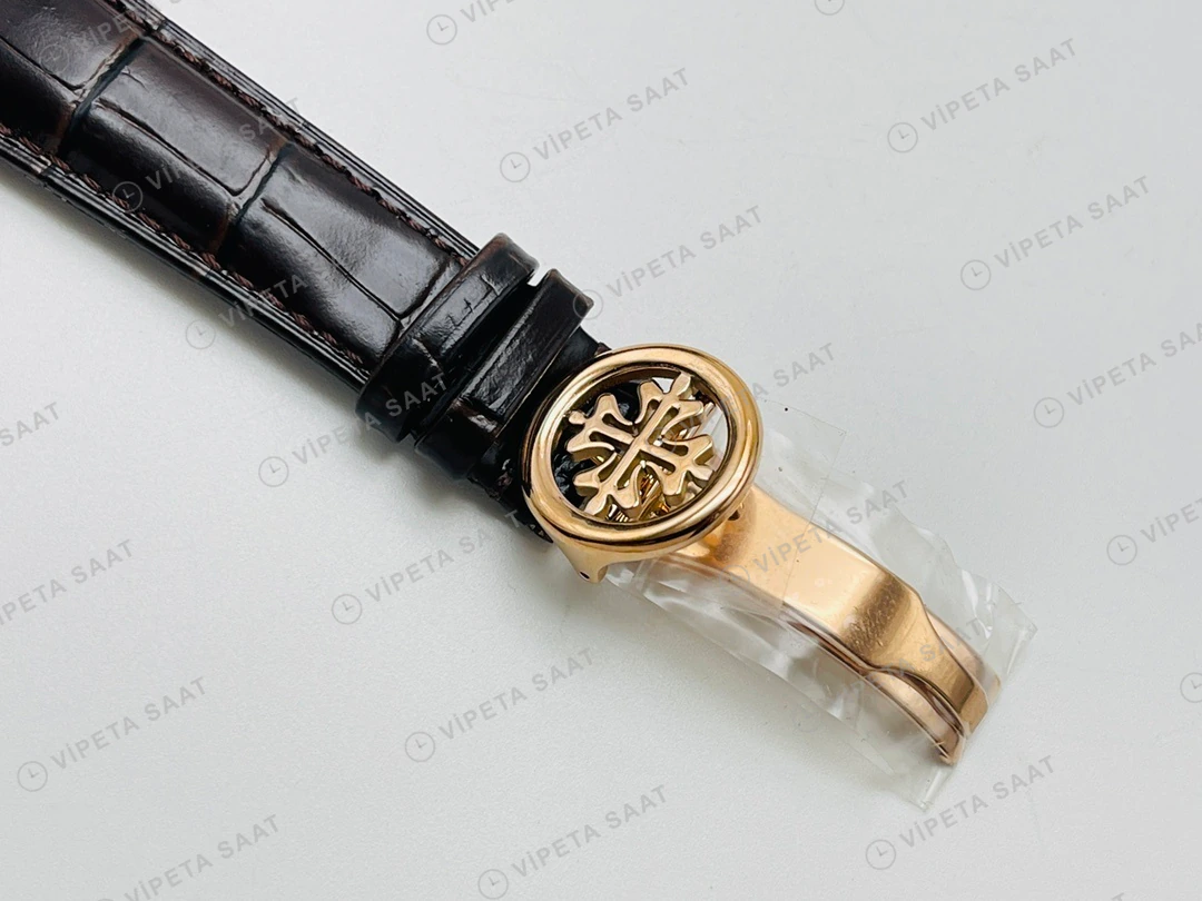 Patek Philippe Grand Complications Perpetual Calendar Beyaz Kadran Gold Deri Kordon Super Clone ETA Eta Saat detay 4