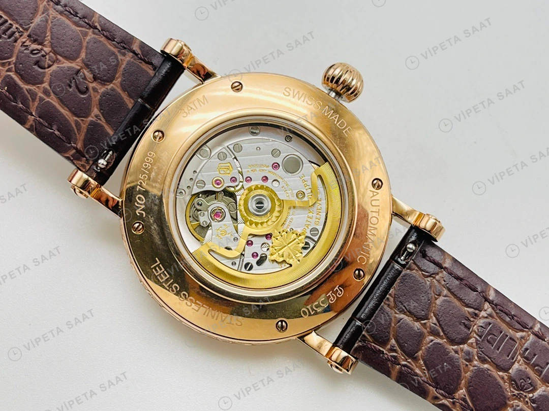 Patek Philippe Grand Complications Perpetual Calendar Beyaz Kadran Gold Deri Kordon Super Clone ETA Eta Saat detay 9