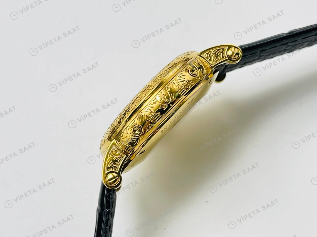 Patek Philippe Grand Complications Perpetual Calendar Siyah Kadran Gold Deri Kordon Super Clone ETA Eta Saat yan görünüm
