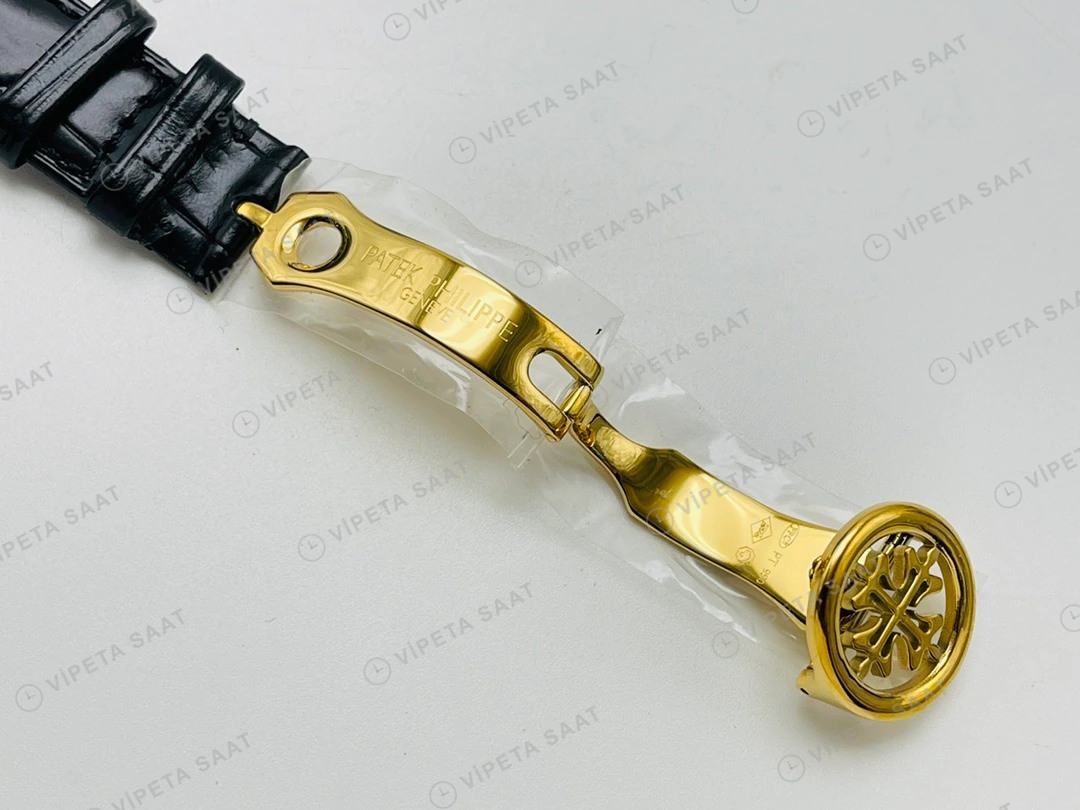 Patek Philippe Grand Complications Perpetual Calendar Siyah Kadran Gold Deri Kordon Super Clone ETA Eta Saat detay 3