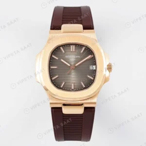 Patek Philippe Nautilus 5711 Kahve Silikon Kordon Super Clone PPF Factory Saat Eta Saat karşıdan görünüm