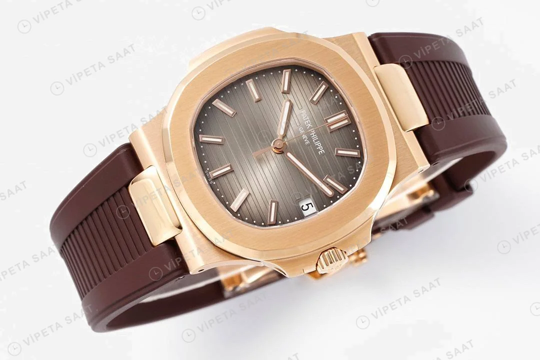 Patek Philippe Nautilus 5711 Kahve Silikon Kordon Super Clone PPF Factory Saat Eta Saat detay 27