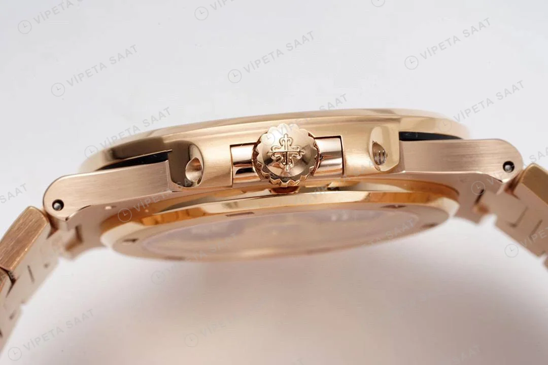 Patek Philippe Nautilus 5711 Rose GOLD BROWN BAGET Super Clone Eta Saat detay 4