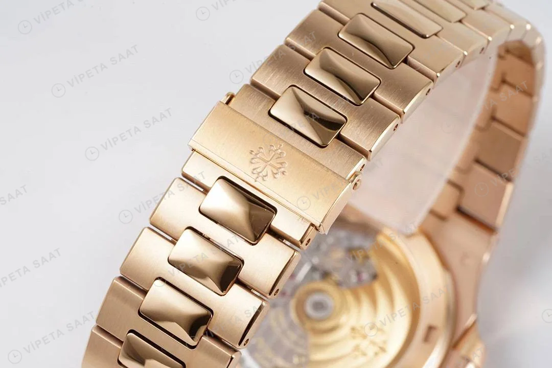 Patek Philippe Nautilus 5711 Rose GOLD BROWN BAGET Super Clone Eta Saat detay 6