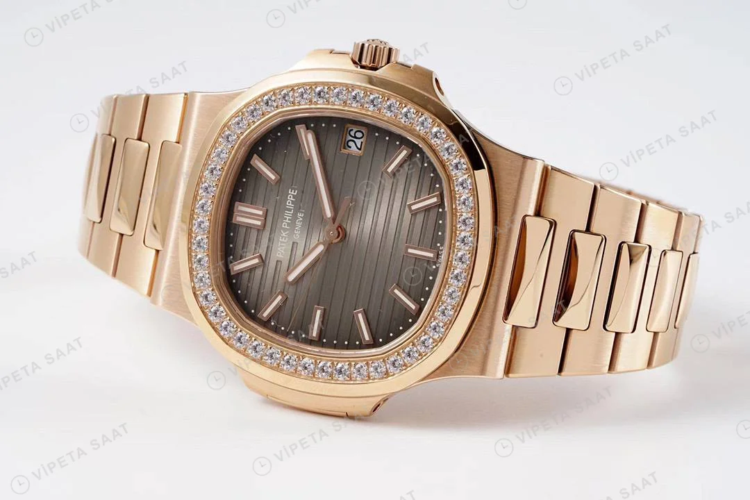 Patek Philippe Nautilus 5711 Rose GOLD BROWN BAGET Super Clone Eta Saat detay 8
