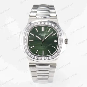 Patek Philippe Nautilus 5711 Yeşil Kadran Baget 3k Factory Super Clone Eta Saat karşıdan görünüm
