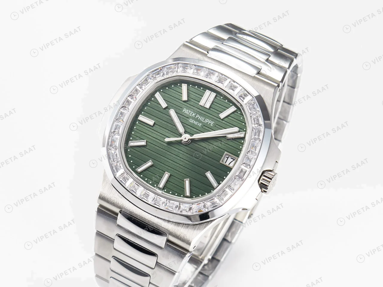 Patek Philippe Nautilus 5711 Yeşil Kadran Baget 3k Factory Super Clone Eta Saat detay 15