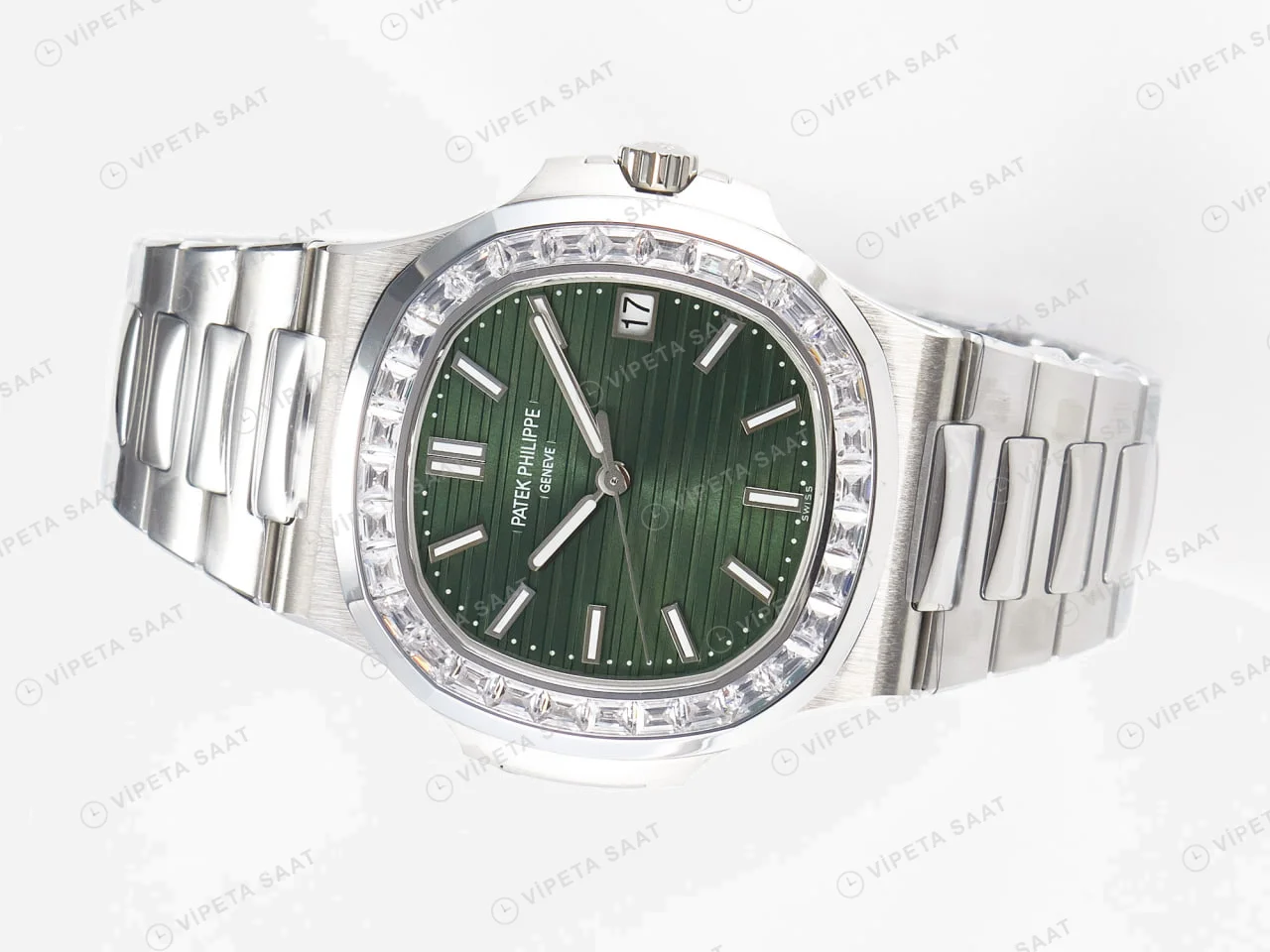 Patek Philippe Nautilus 5711 Yeşil Kadran Baget 3k Factory Super Clone Eta Saat detay 16