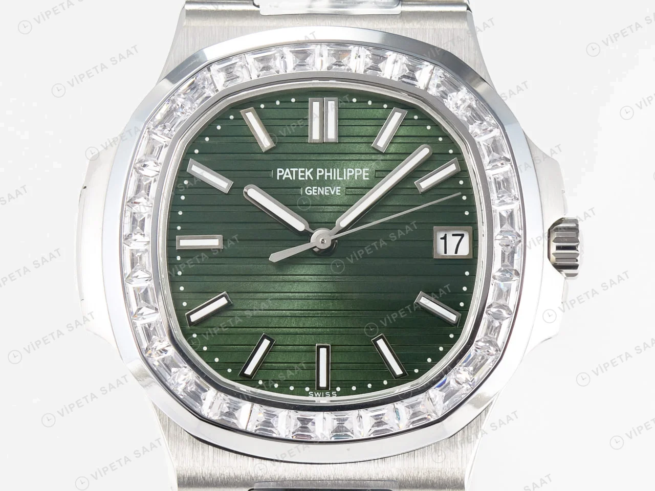 Patek Philippe Nautilus 5711 Yeşil Kadran Baget 3k Factory Super Clone Eta Saat detay 17