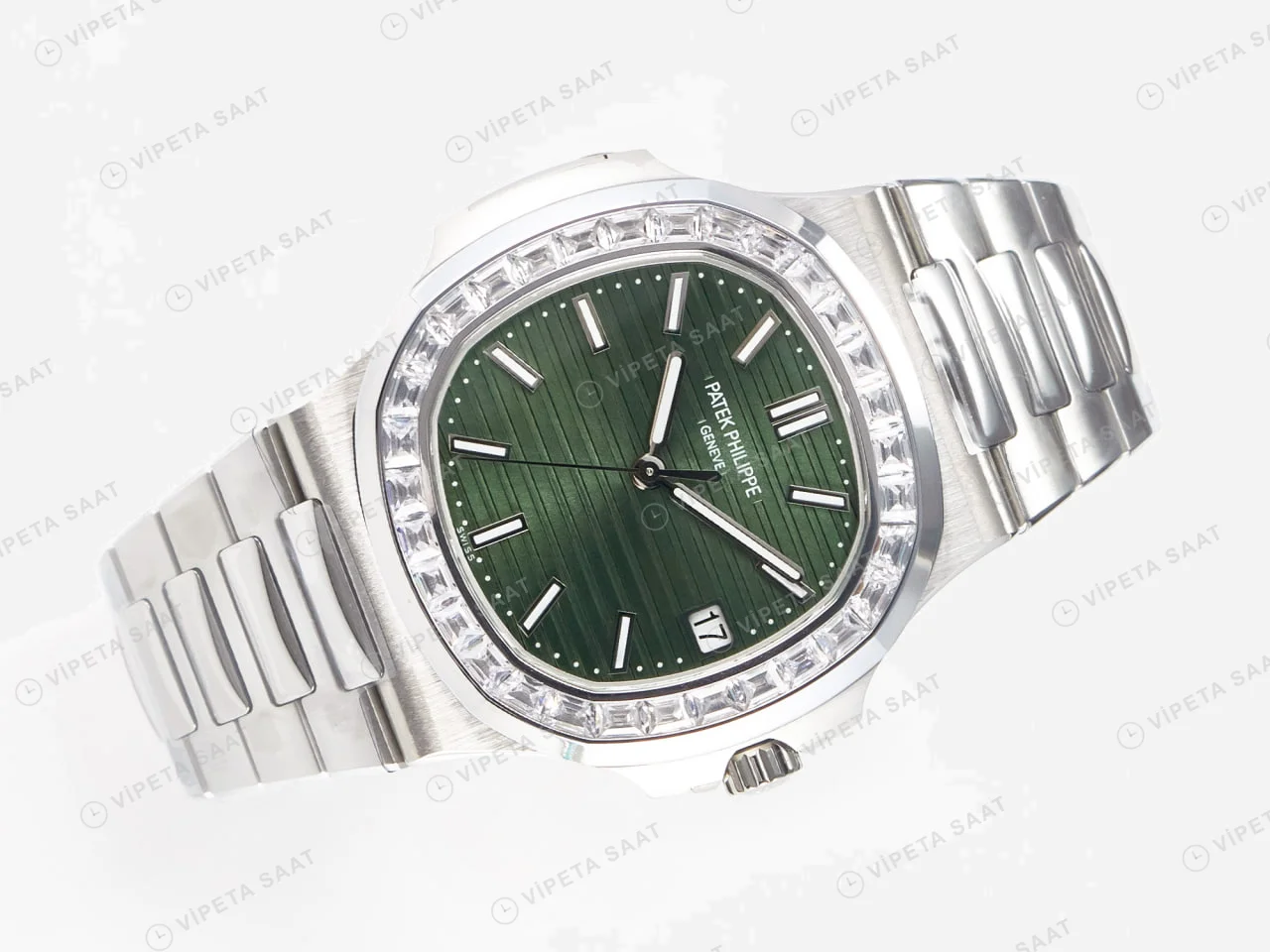 Patek Philippe Nautilus 5711 Yeşil Kadran Baget 3k Factory Super Clone Eta Saat detay 18