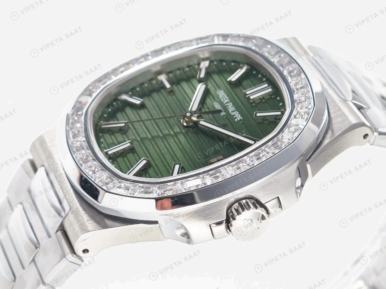 Patek Philippe Nautilus 5711 Yeşil Kadran Baget 3k Factory Super Clone Eta Saat detay 6
