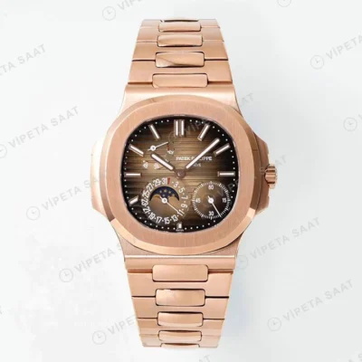 Patek Philippe Nautilus 5712 Rose Çelik Kordon Super Clone Eta Saat karşıdan görünüm
